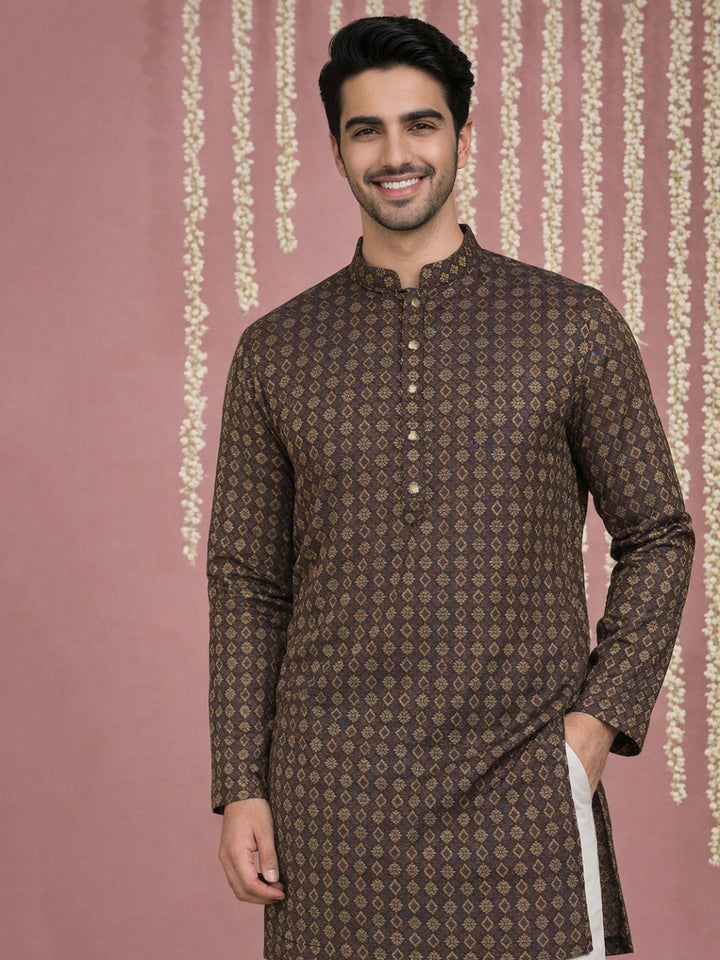 Jacquard Silk Straight Kurta