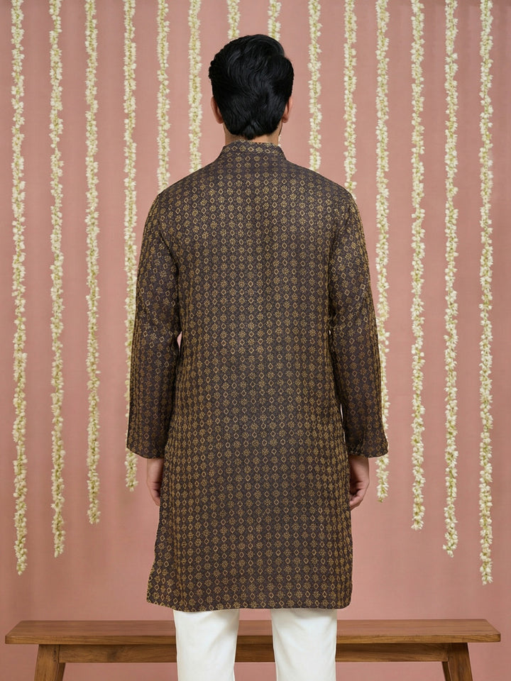 Jacquard Silk Straight Kurta