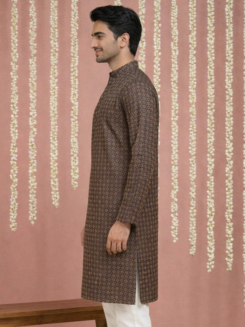 Jacquard Silk Straight Kurta