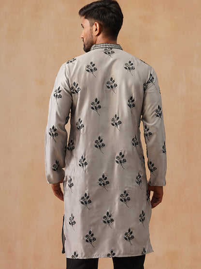 Silk Blend Embroidered Kurta