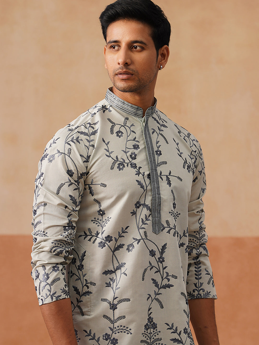 Silk Blend Embroidered Kurta