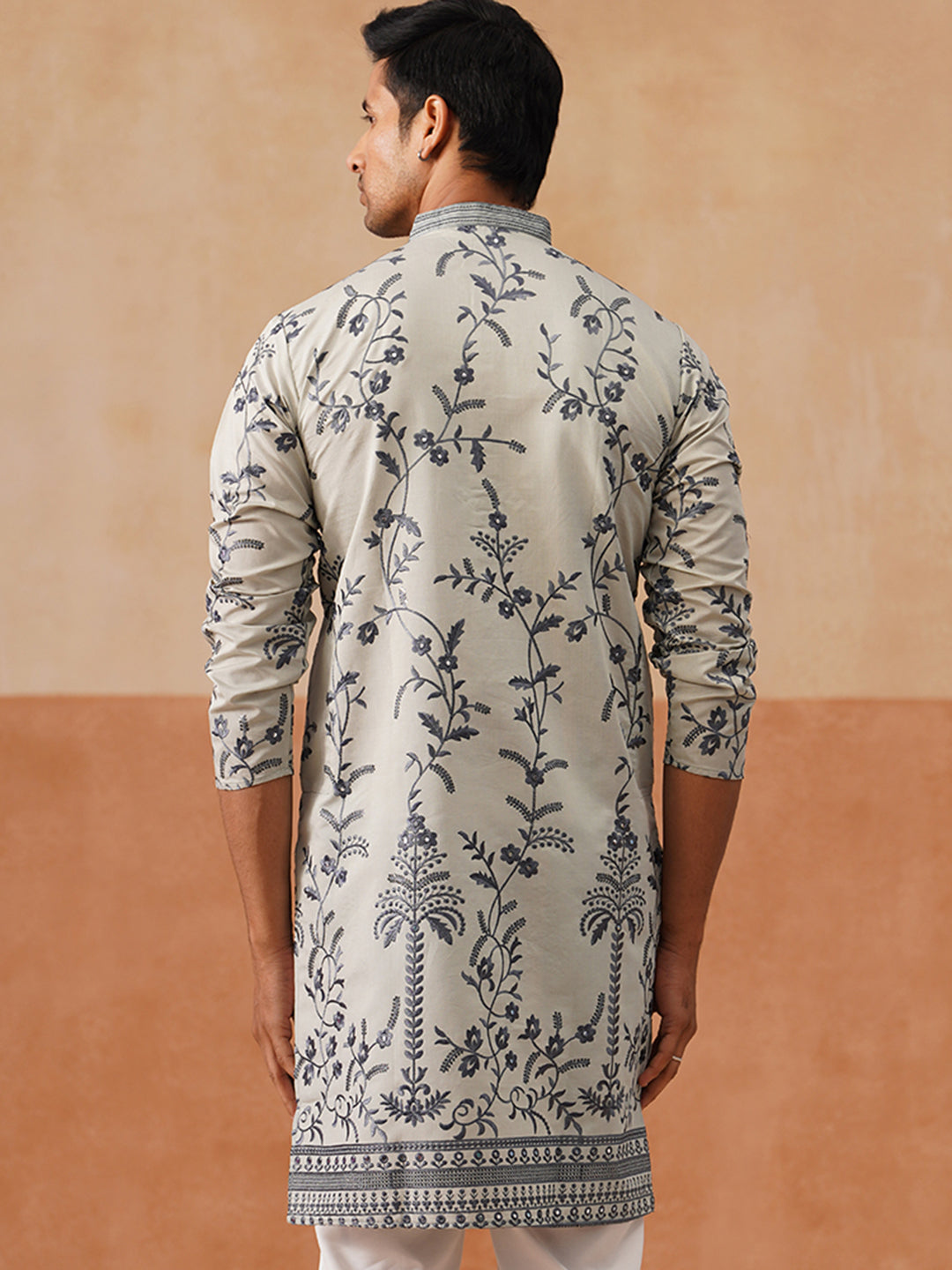 Silk Blend Embroidered Kurta