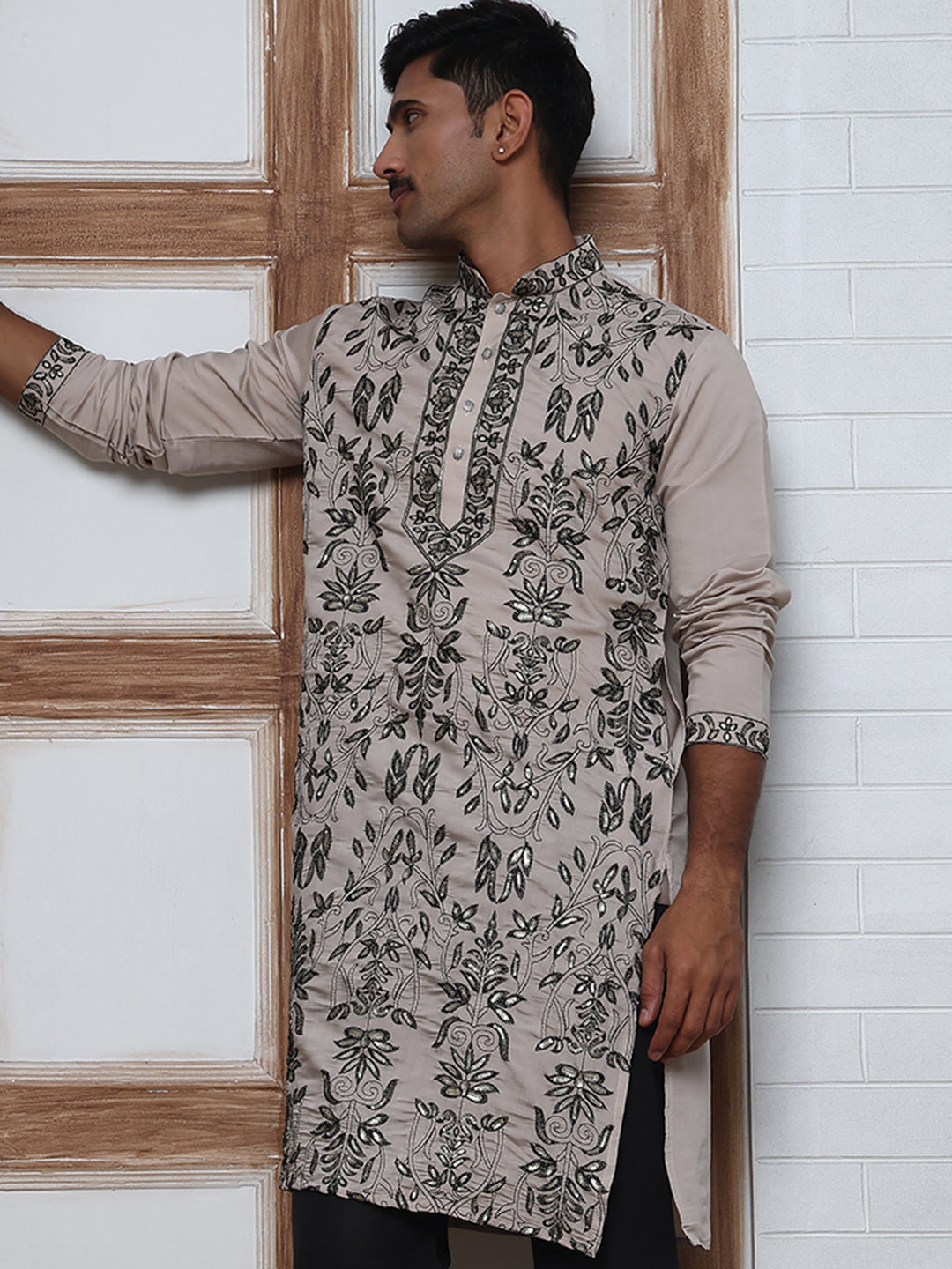 Embroidered &amp; Sequins Kurta For Men