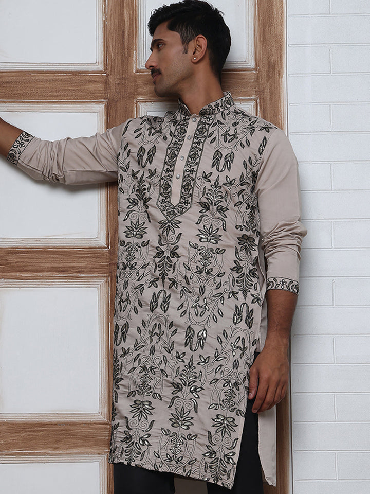 Embroidered &amp; Sequins Kurta For Men