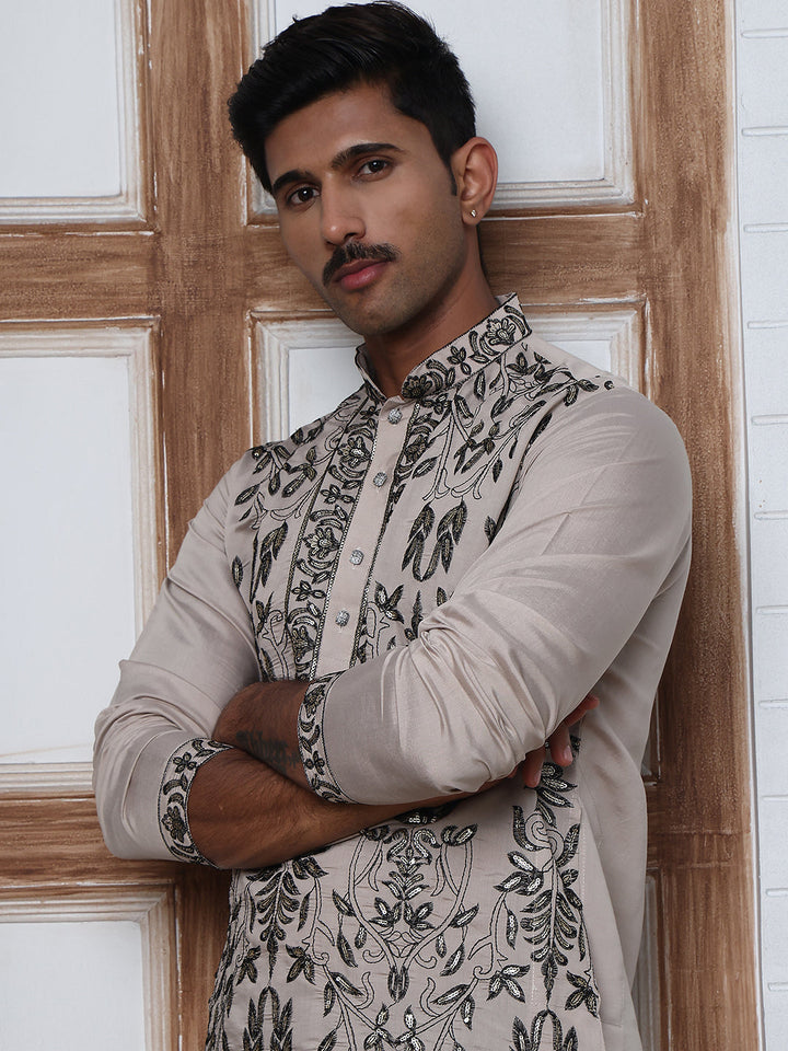 Embroidered &amp; Sequins Kurta For Men