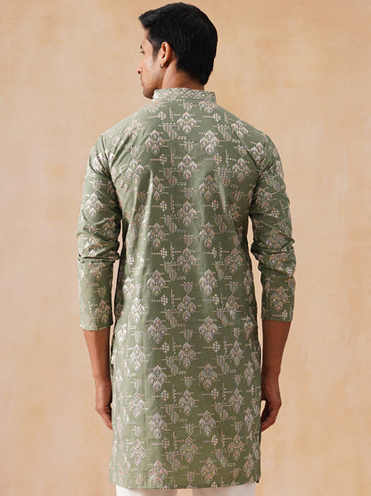 Silk Blend Embroidered Kurta