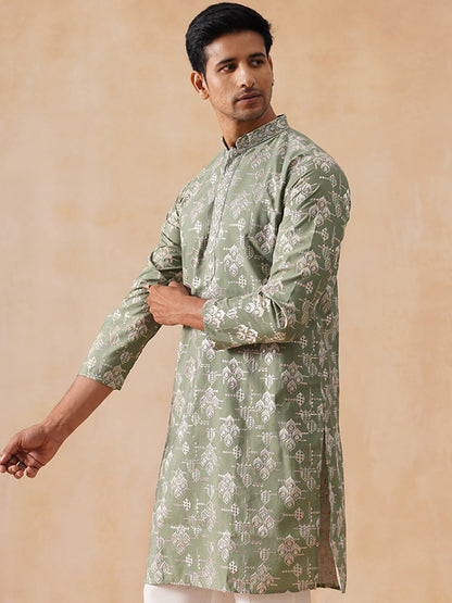 Silk Blend Embroidered Kurta