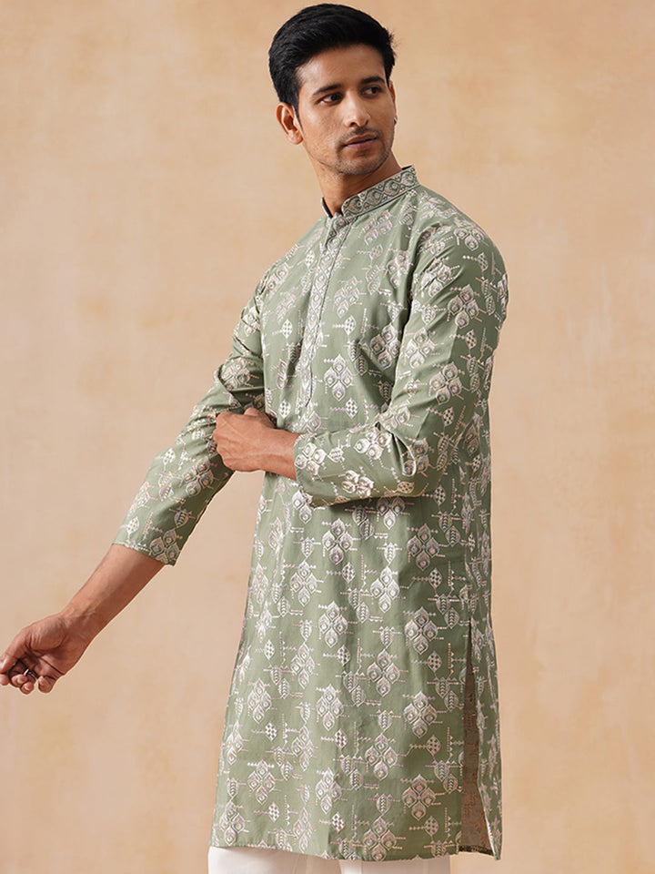 Silk Blend Embroidered Kurta