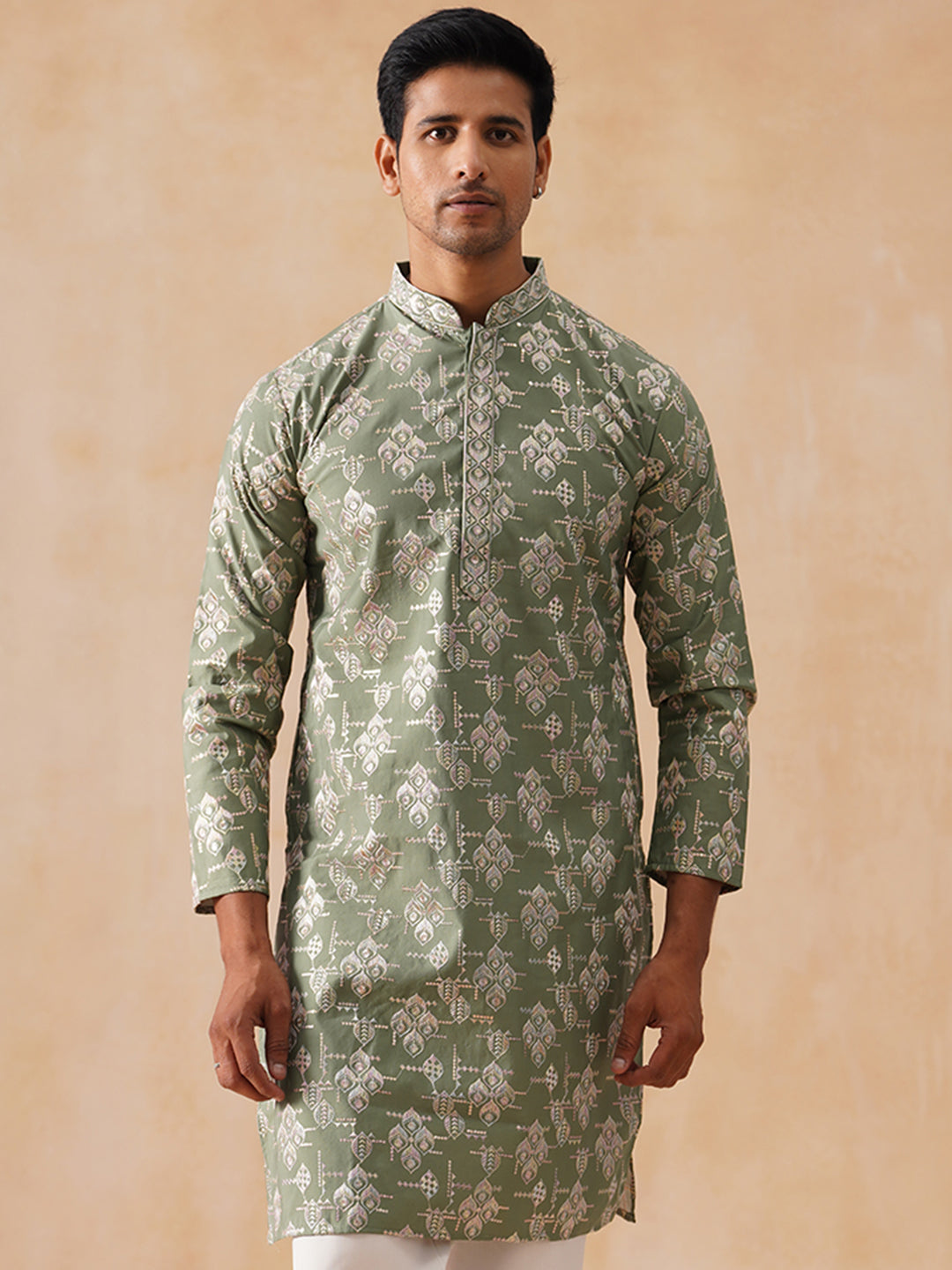 Silk Blend Embroidered Kurta