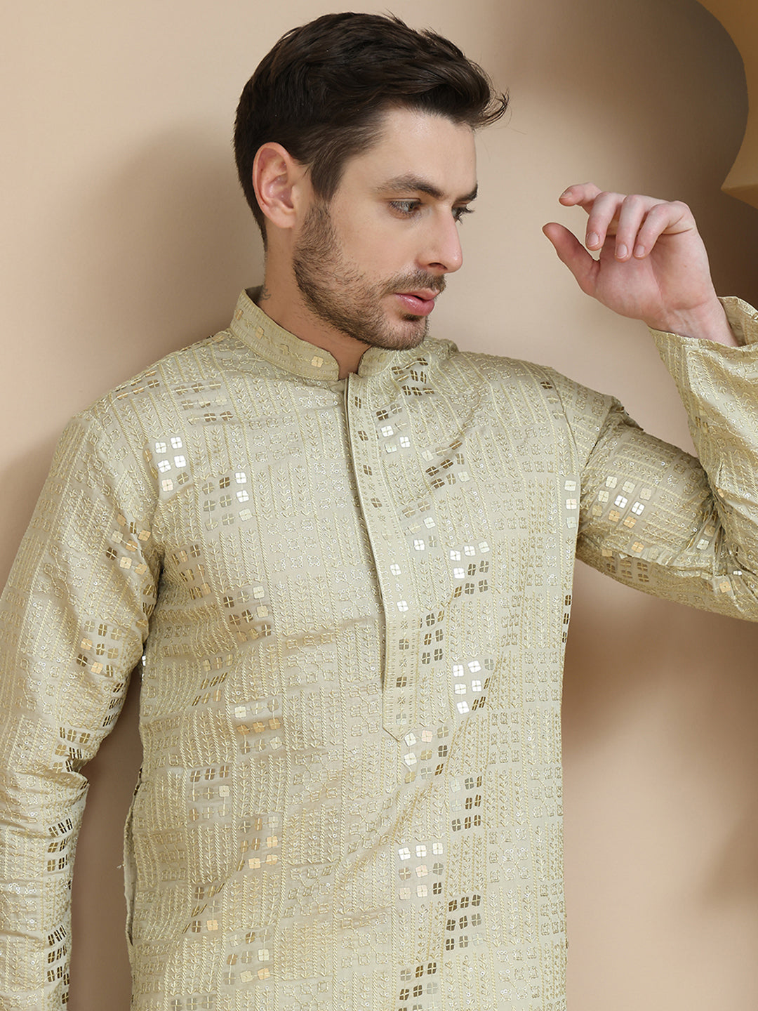 Embroidered &amp; Sequins Kurtas For Men