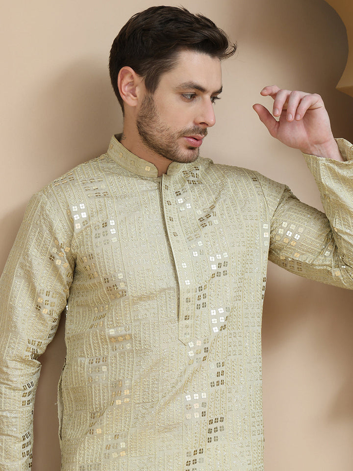 Embroidered &amp; Sequins Kurtas For Men