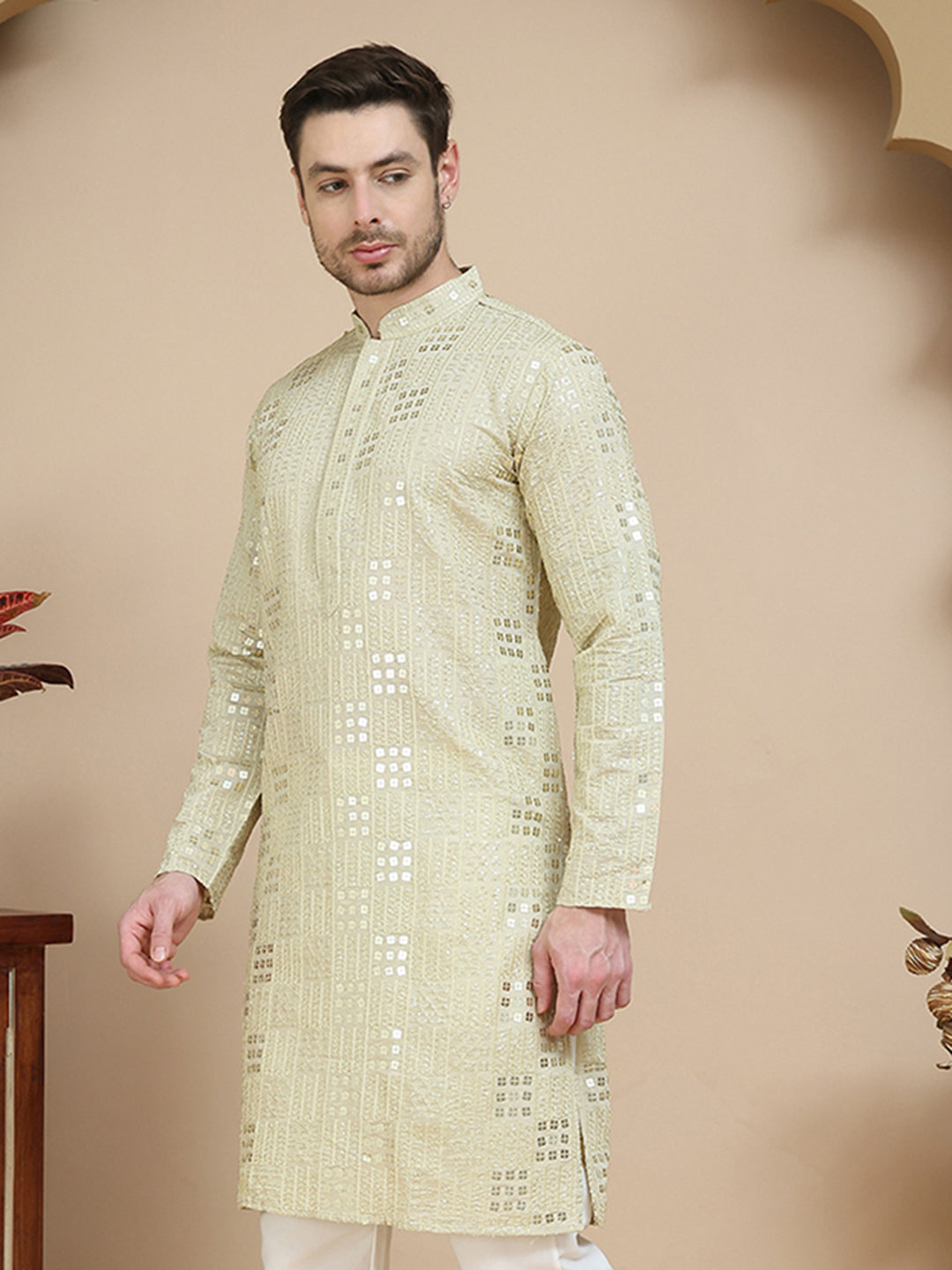 Embroidered &amp; Sequins Kurtas For Men