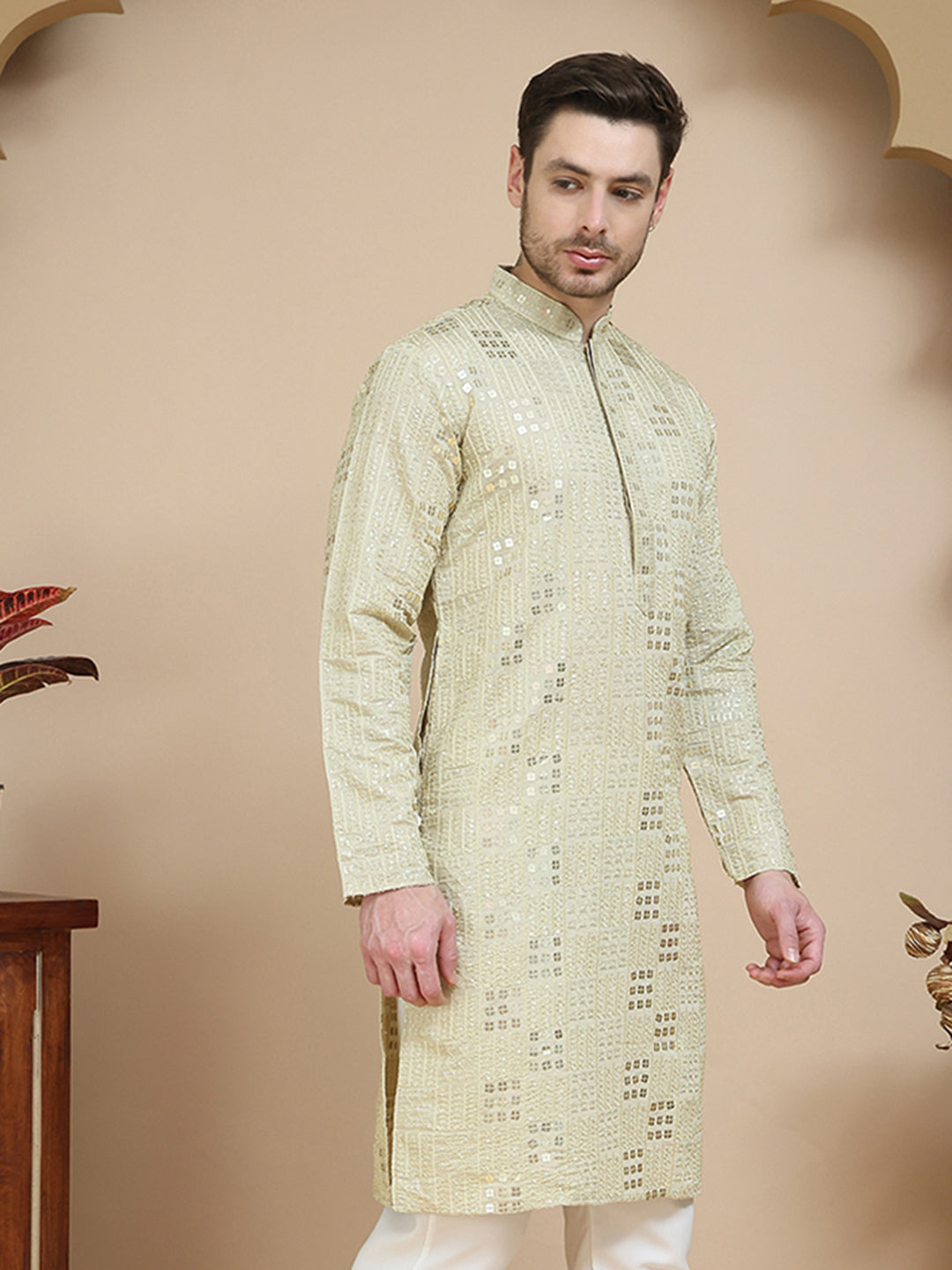 Embroidered &amp; Sequins Kurtas For Men