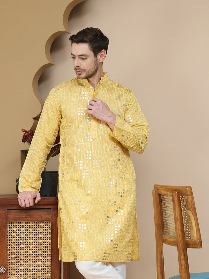 Embroidered &amp; Sequins Kurtas For Men