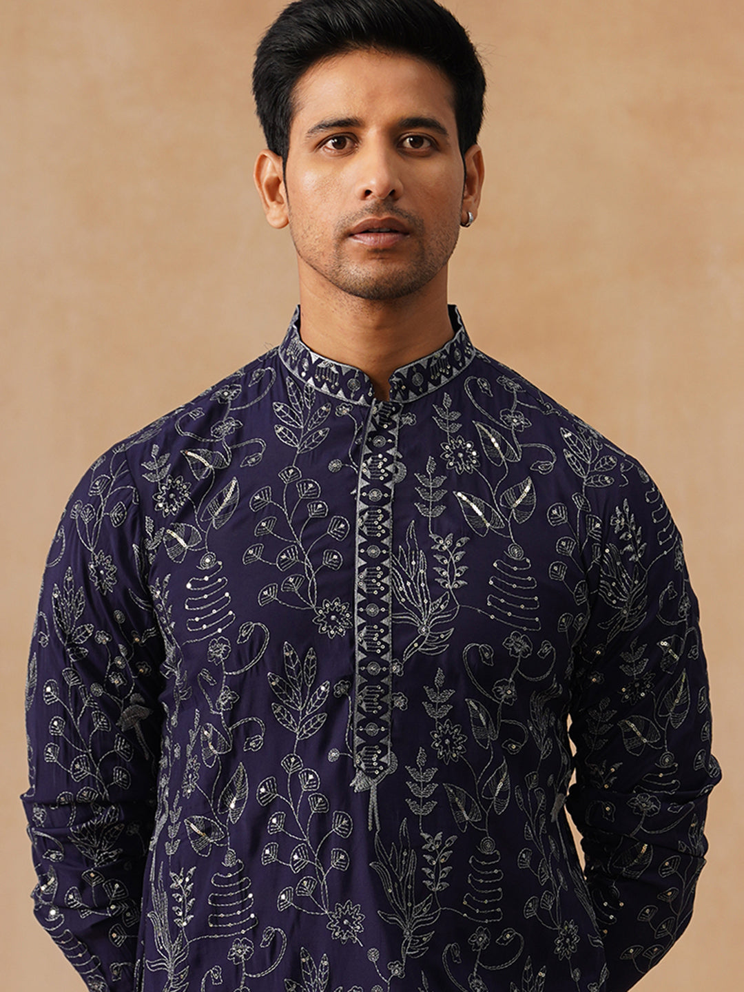 Silk Blend Embroidered Kurta