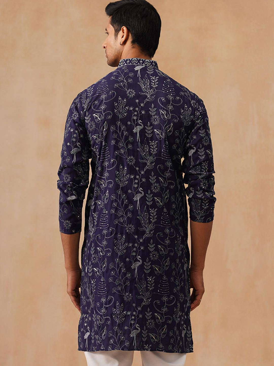 Silk Blend Embroidered Kurta