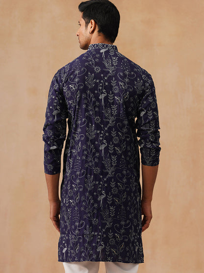 Silk Blend Embroidered Kurta