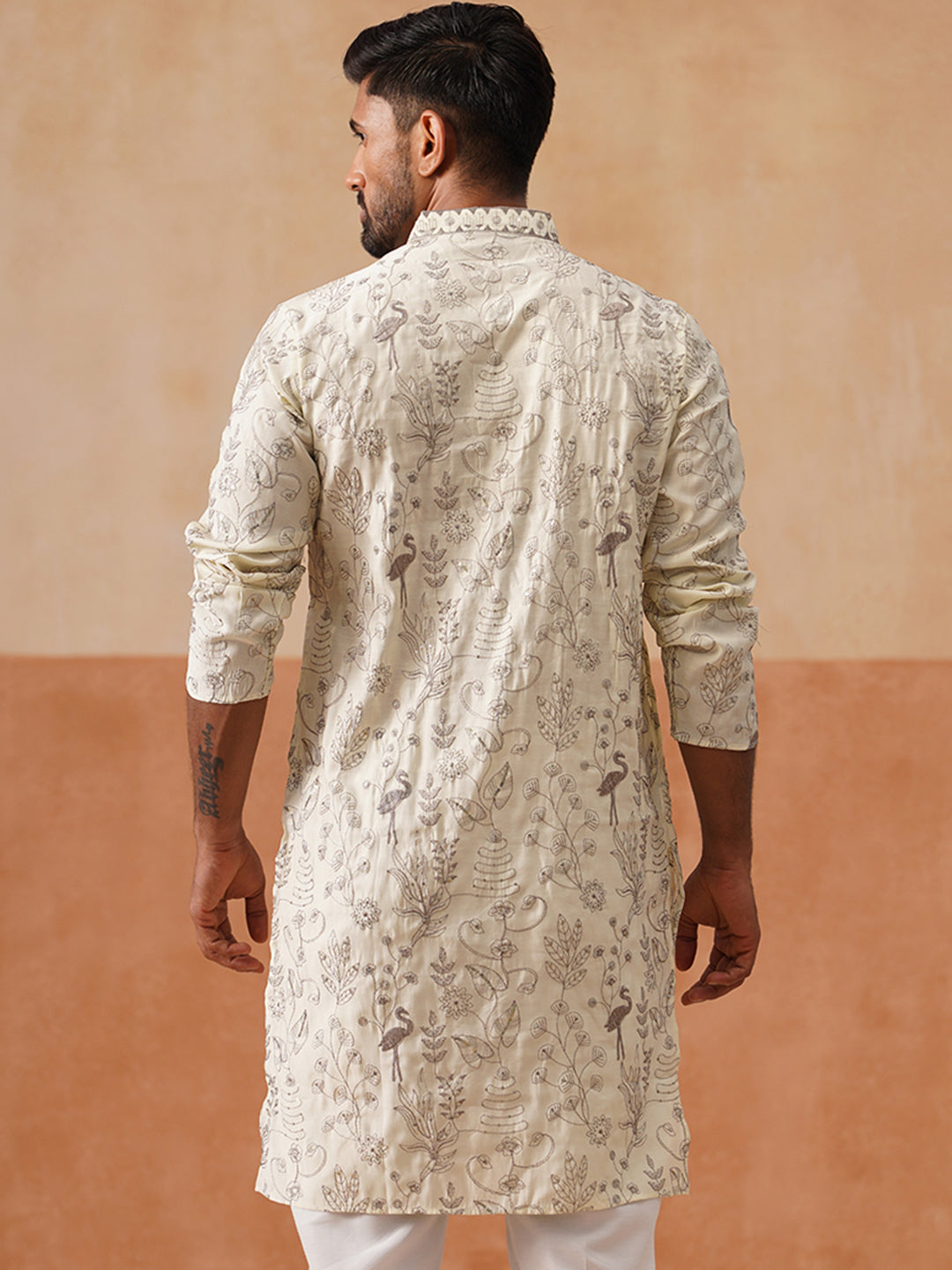 Silk Blend Embroidered Kurta