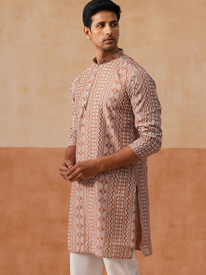 Silk Blend Embroidered Kurta