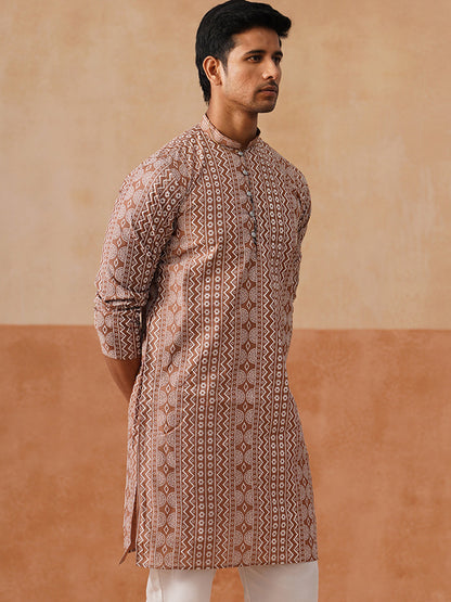 Silk Blend Embroidered Kurta