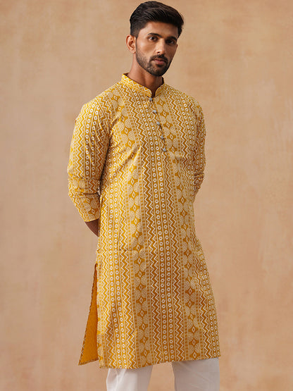 Silk Blend Embroidered Kurta