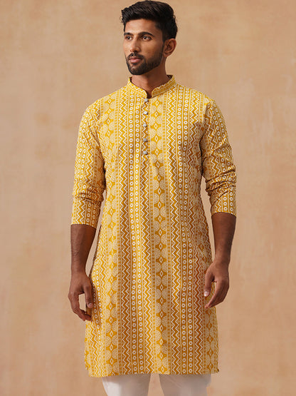 Silk Blend Embroidered Kurta
