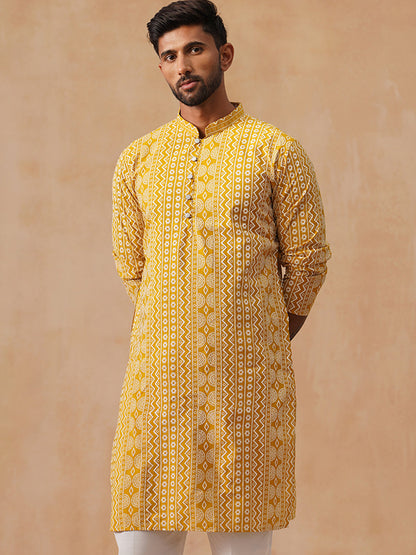 Silk Blend Embroidered Kurta