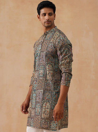 Silk Blend Embroidered Kurta