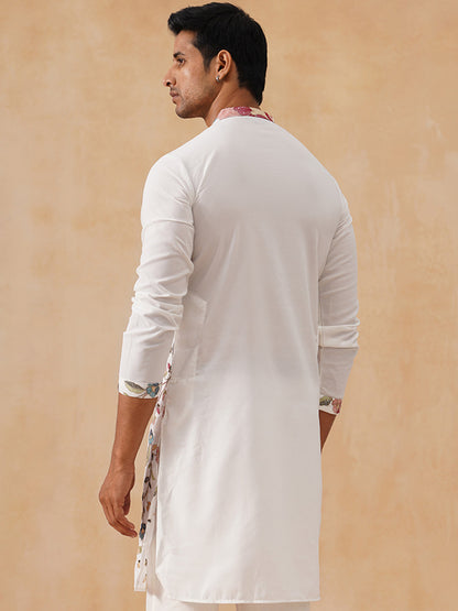 Silk Blend Embroidered Kurta
