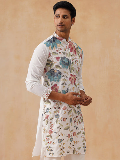 Silk Blend Embroidered Kurta