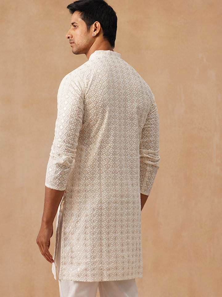 Cotton Blend Embroidered Kurta