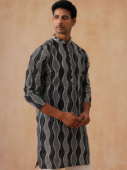Silk Blend Embroidered Kurta