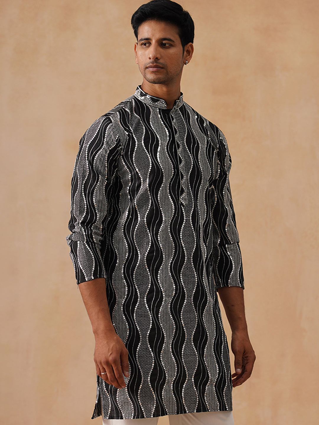Silk Blend Embroidered Kurta