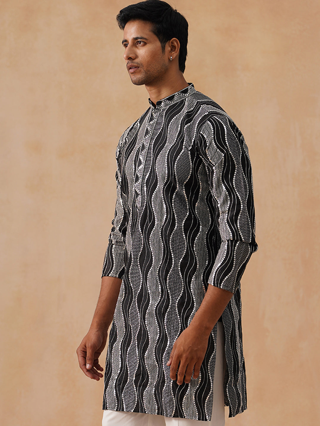Silk Blend Embroidered Kurta