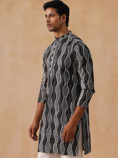 Silk Blend Embroidered Kurta
