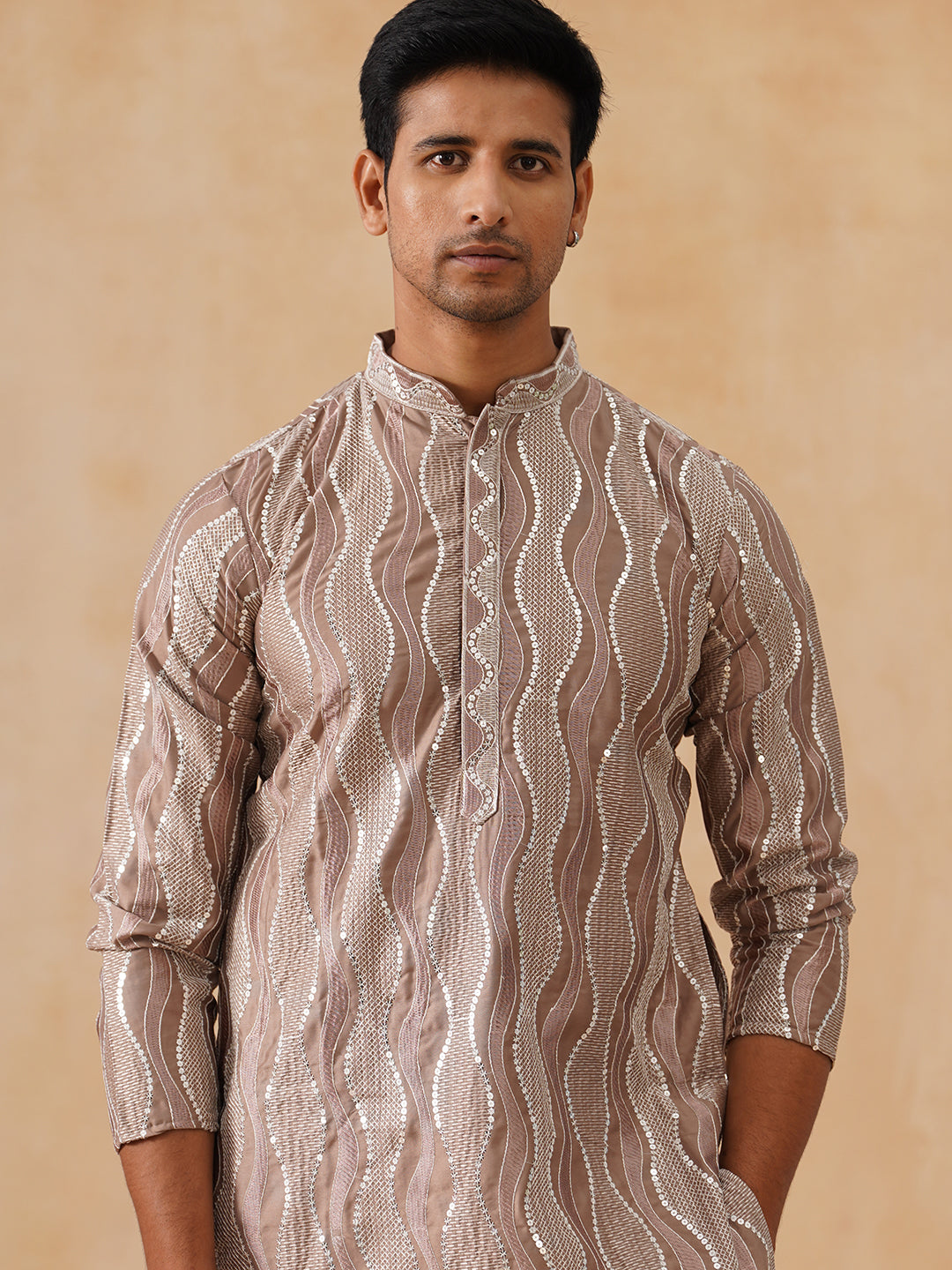 Silk Blend Embroidered Kurta