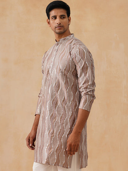 Silk Blend Embroidered Kurta