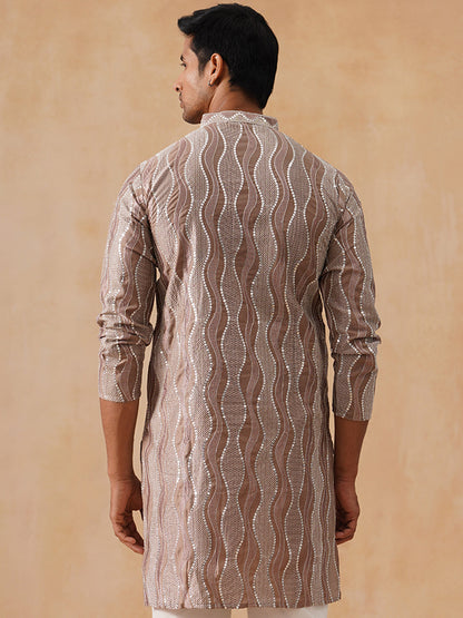 Silk Blend Embroidered Kurta