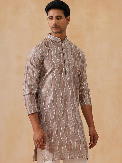 Silk Blend Embroidered Kurta