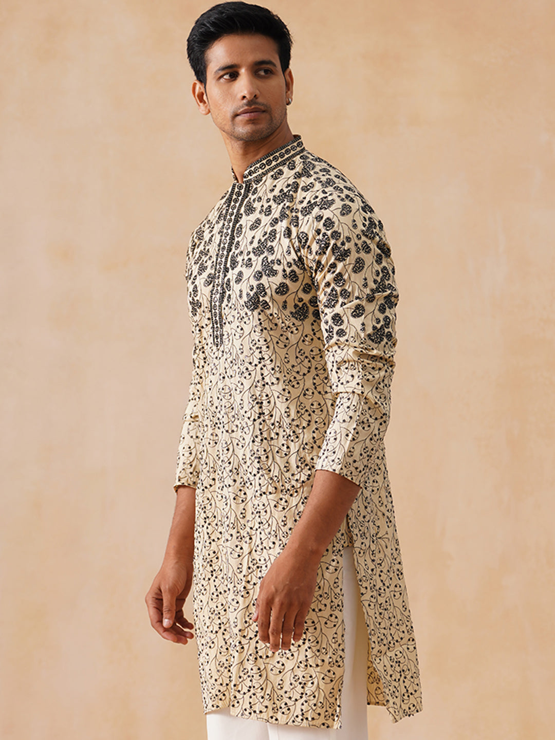 Silk Blend Embroidered Kurta