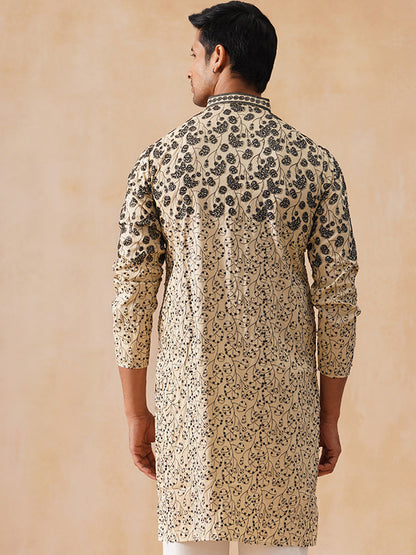 Silk Blend Embroidered Kurta