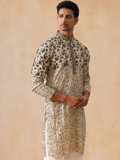 Silk Blend Embroidered Kurta
