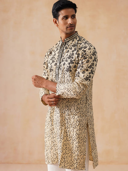 Silk Blend Embroidered Kurta