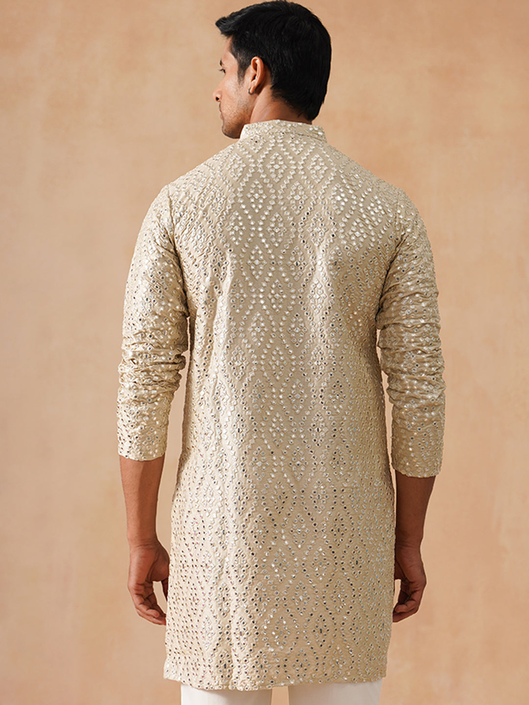 Silk Blend Embroidered Kurta