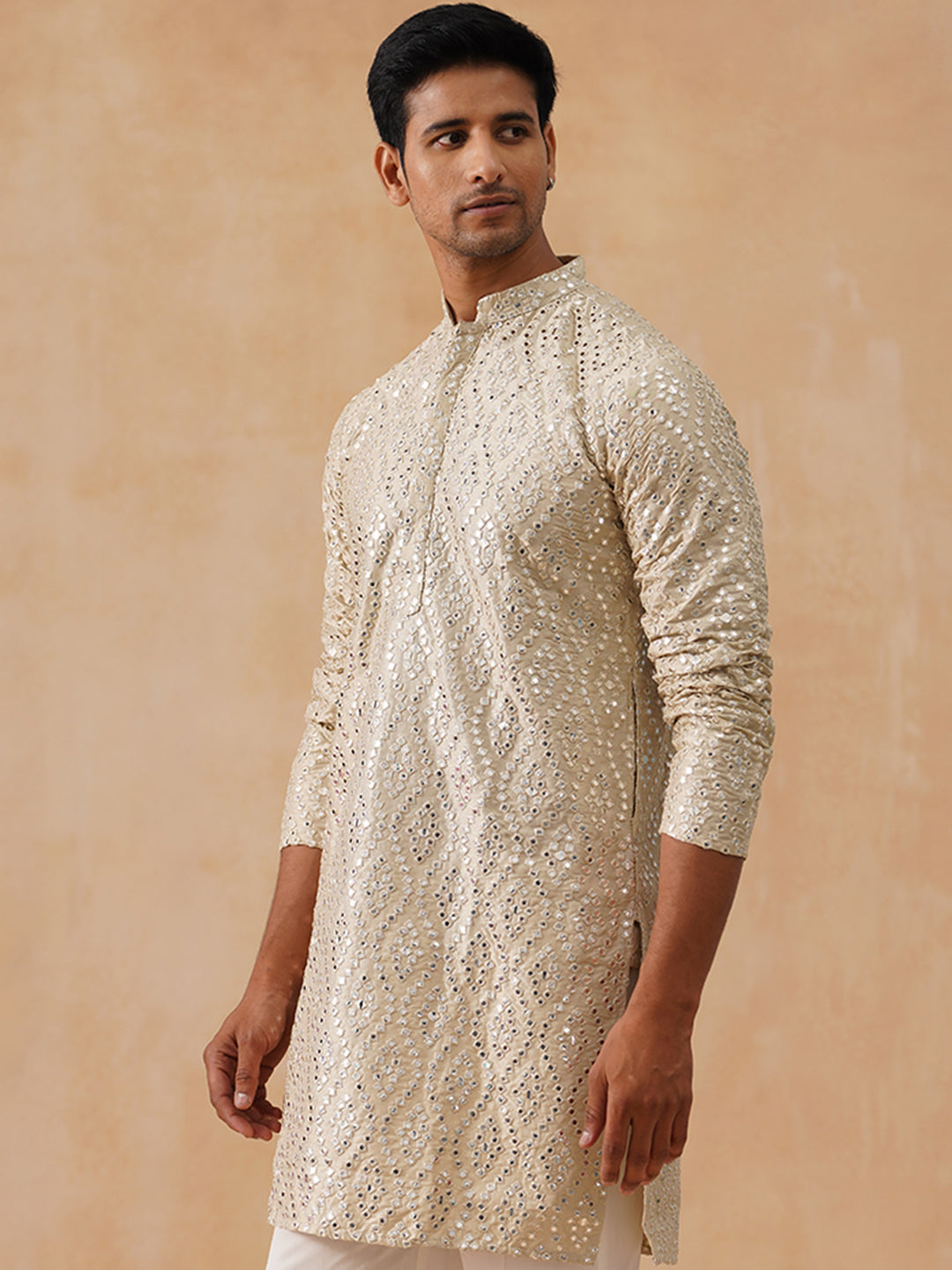Silk Blend Embroidered Kurta
