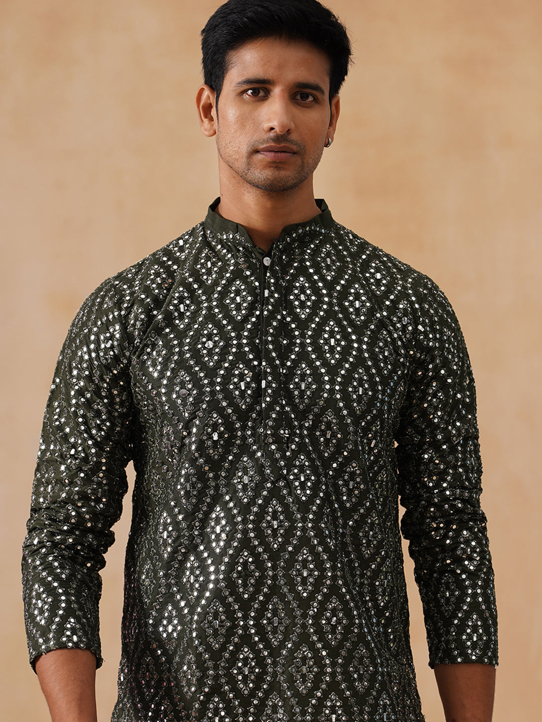 Silk Blend Embroidered Kurta