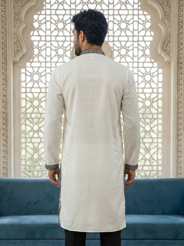 Silk Blend Embroidered Kurta