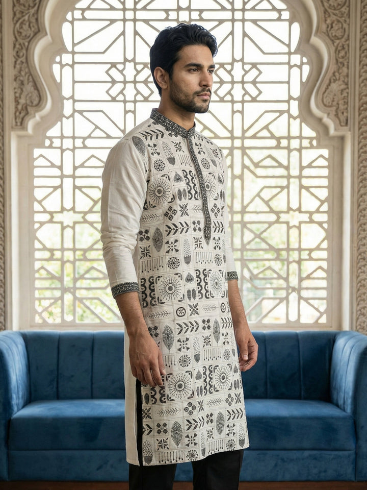 Silk Blend Embroidered Kurta