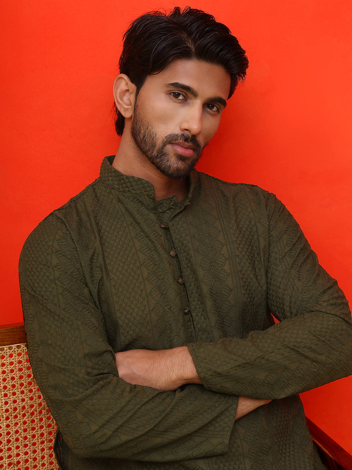 Embroidered Cotton Kurtas For Men