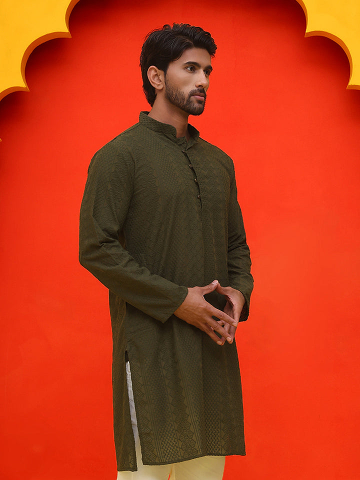 Embroidered Cotton Kurtas For Men